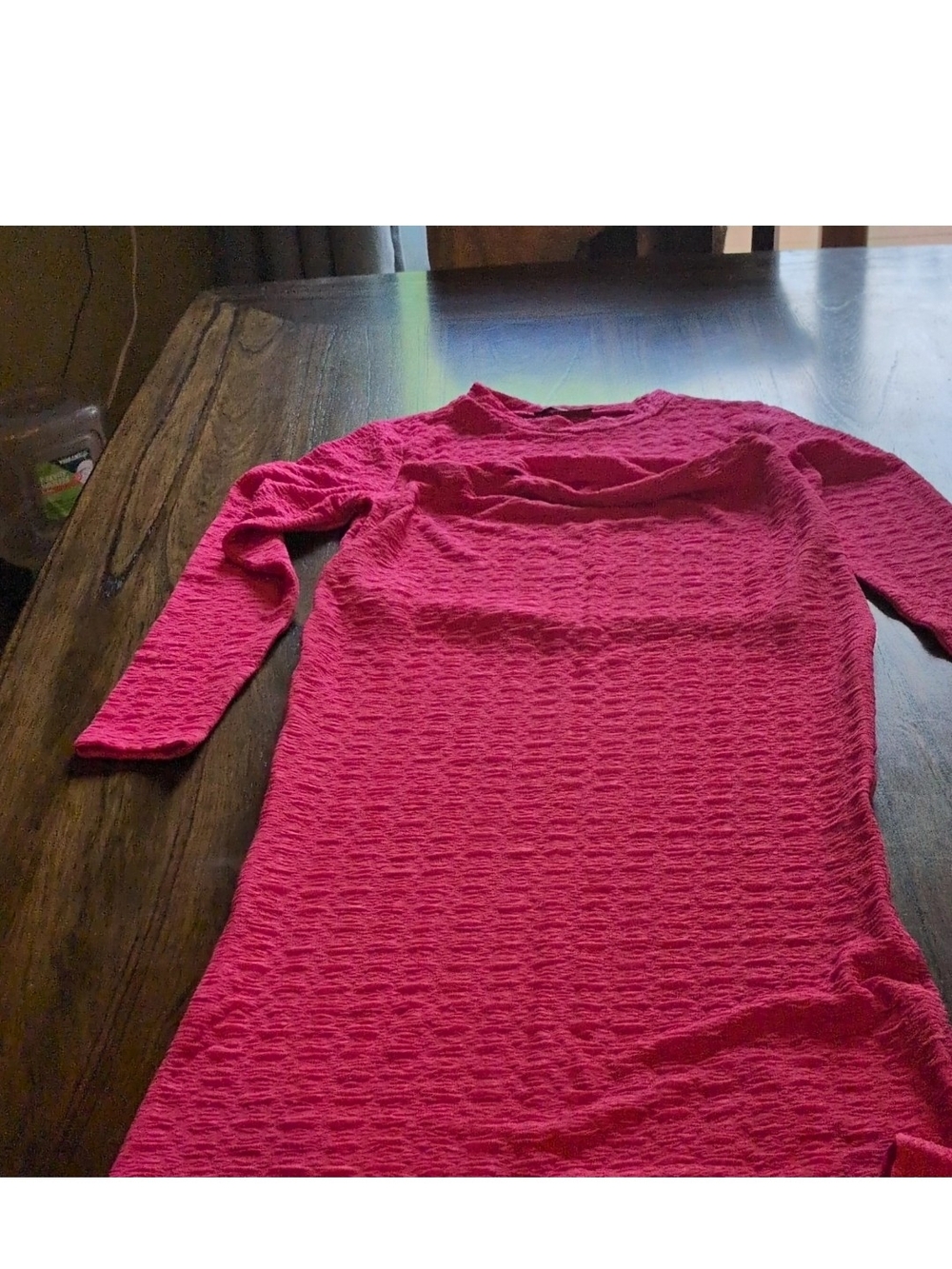 BTFBM Women’s Pink Textured 2-Piece Top & Skirt Set Long Sleeve Crew S